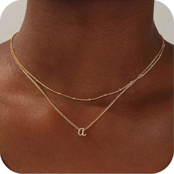 Women Gold Necklace Letter A Pendant Necklace 14K Gold plated Necklace for Women